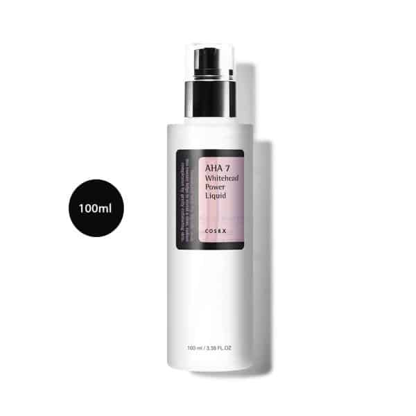 COSRX AHA 7 Whitehead Power Liquid in a 100ml frosted bottle with black pump.
