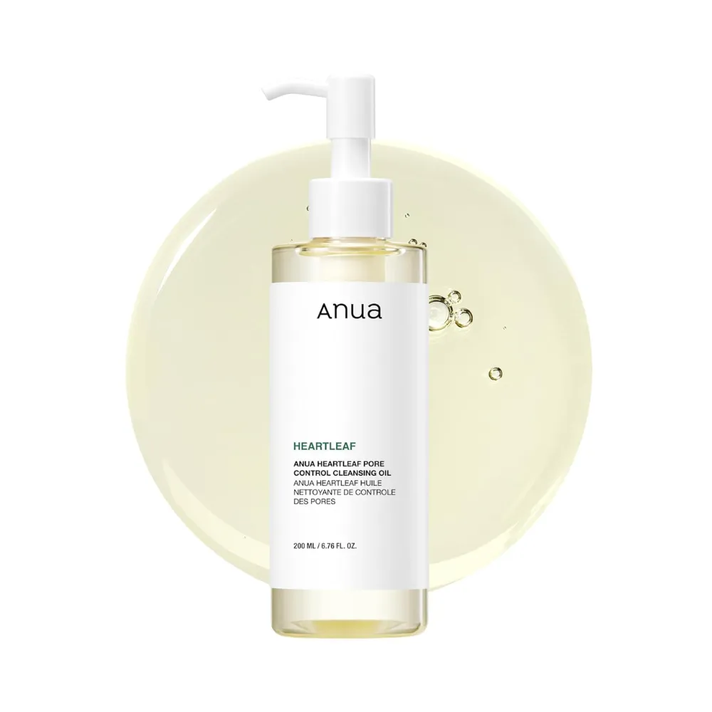 Anua Heartleaf Pore Control Cleansing Oil Anua Heartleaf Pore Control Cleansing Oil in a clear bottle with white pump.