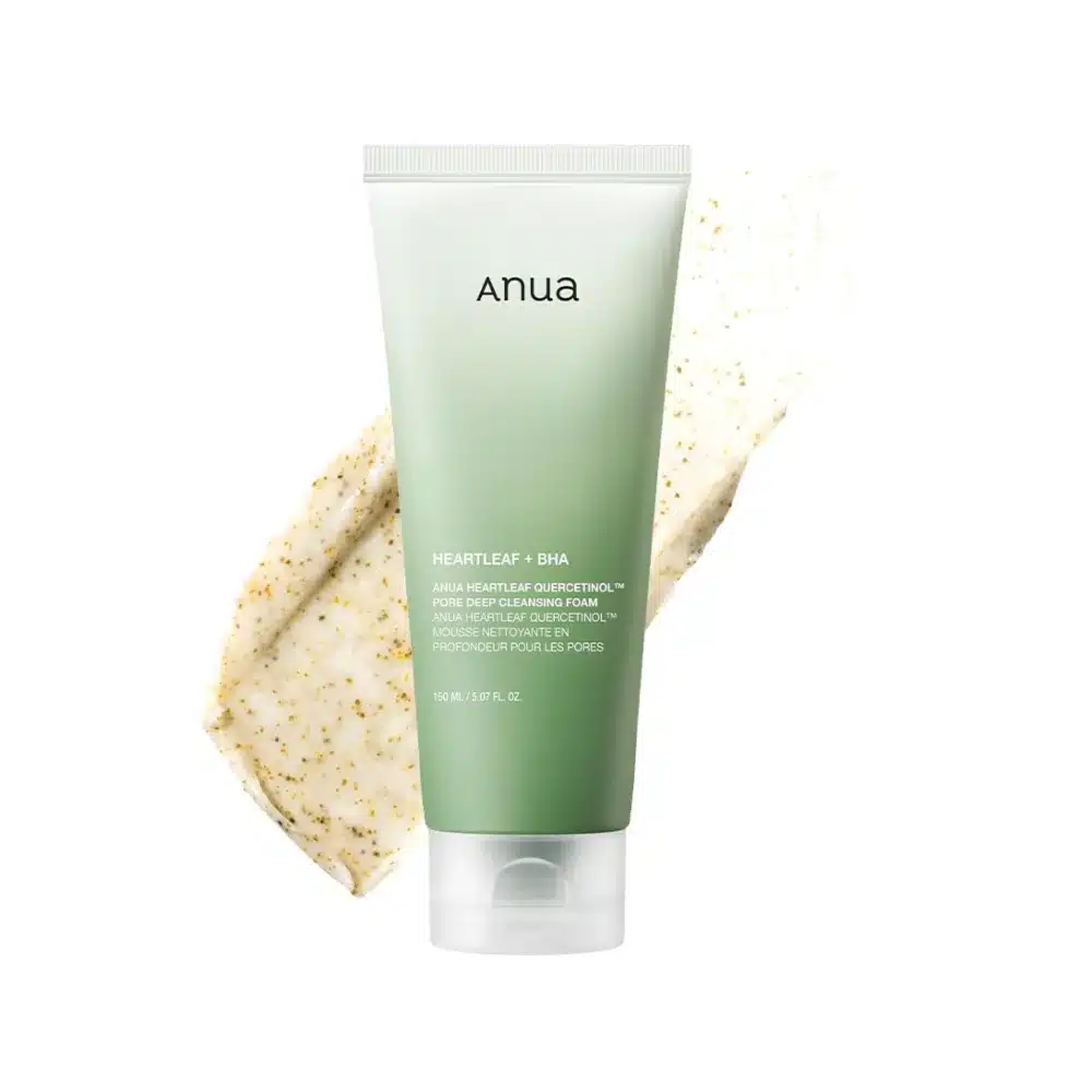 Anua Heartleaf Quercetinol Pore Deep Cleansing Foam in a gradient tube.