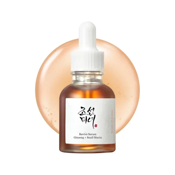 Beauty of Joseon Revive Serum Ginseng + Snail Mucin in a bottle with white dropper.