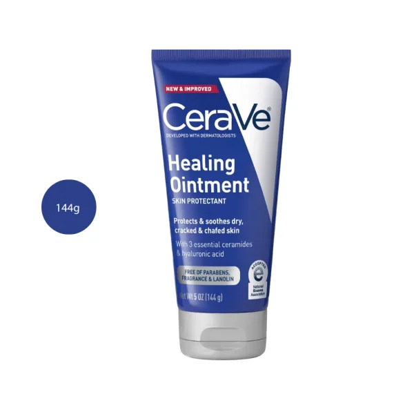 CeraVe Healing Ointment 144g blue tube, fragrance-free with ceramides.