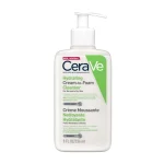 CeraVe Hydrating Cream-to-Foam Cleanser white bottle with green branding.