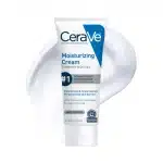 CeraVe Moisturizing Cream a white tube with blue branding and white cap.