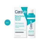 CeraVe Resurfacing Retinol Serum 30ml white bottle and box with teal accents.