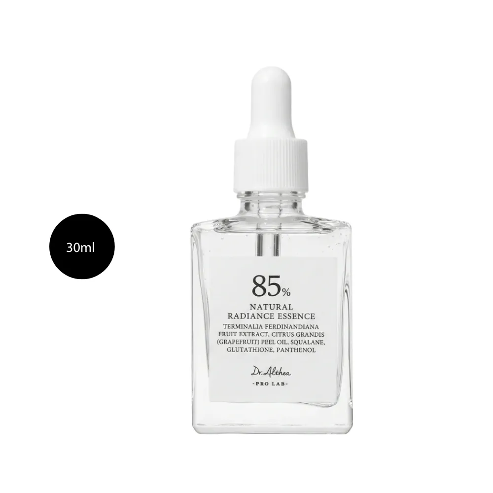 Dr. Althea 85% Natural Radiance Essence 30ml clear bottle with white dropper.