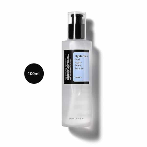 COSRX Hyaluronic Acid Hydra Power Essence in a 100ml frosted bottle with blue pump.