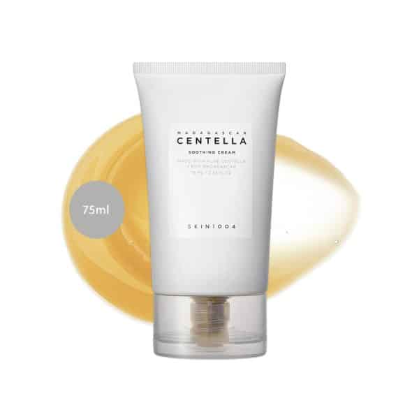 SKIN1004 Madagascar Centella Asiatica Soothing Cream 75ml tube over gel swatch.