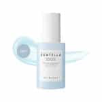 SKIN1004 Madagascar Centella Hyalu-Cica Blue Serum 50ml bottle over a blue gel liquid swatch.