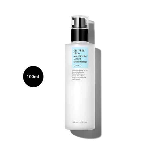 COSRX Oil-Free Ultra-Moisturizing Lotion 100ml frosted bottle with light blue label.