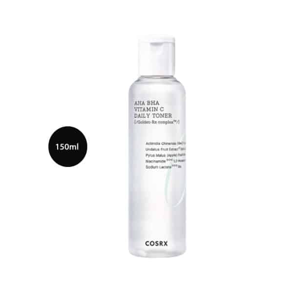 COSRX AHA BHA Vitamin C Daily Toner in a 150ml clear bottle with white cap.