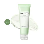 SKIN1004 Madagascar Centella Tea-Trica BHA Foam 125ml tube over green swatch.