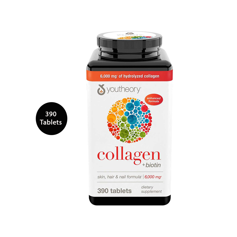 Youtheory Collagen + Biotin 6000mg (390 Tablets) Youtheory Collagen + Biotin 6000mg – 390 Tablets
