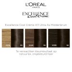 L'Oréal Paris New & Improved Excellence Cool Creme Permanent Hair Dye 4.11 Ultra Ash Brown - Image 2