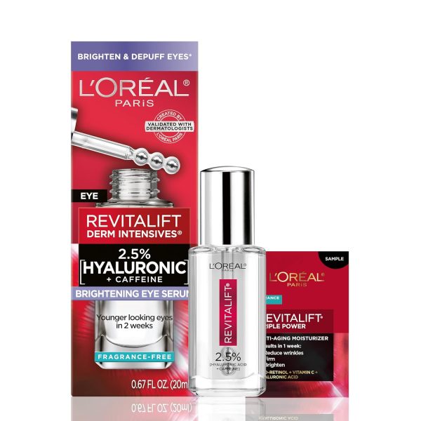 L'Oréal Paris Revitalift Hyaluronic Acid + Caffeine Hydrating Eye Serum for Dark Circles (20 ml)