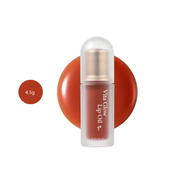 AXIS-Y Vita Glow Lip Oil (Cozy Fig) 4.5g tube on a white background.