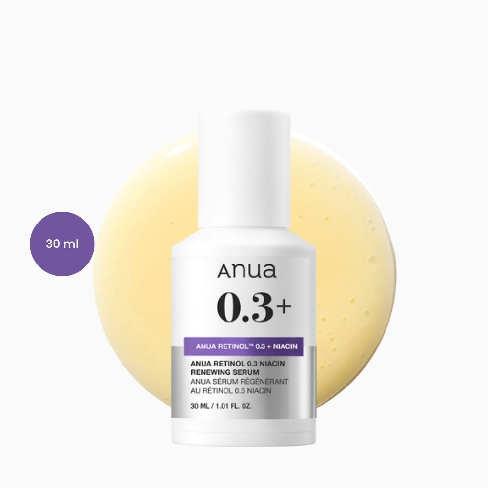 Anua Retinol Niacinamide serum in white background