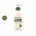 300ml white bottle of Aveeno Daily Moisturising Body Lotion with a green pump dispenser.