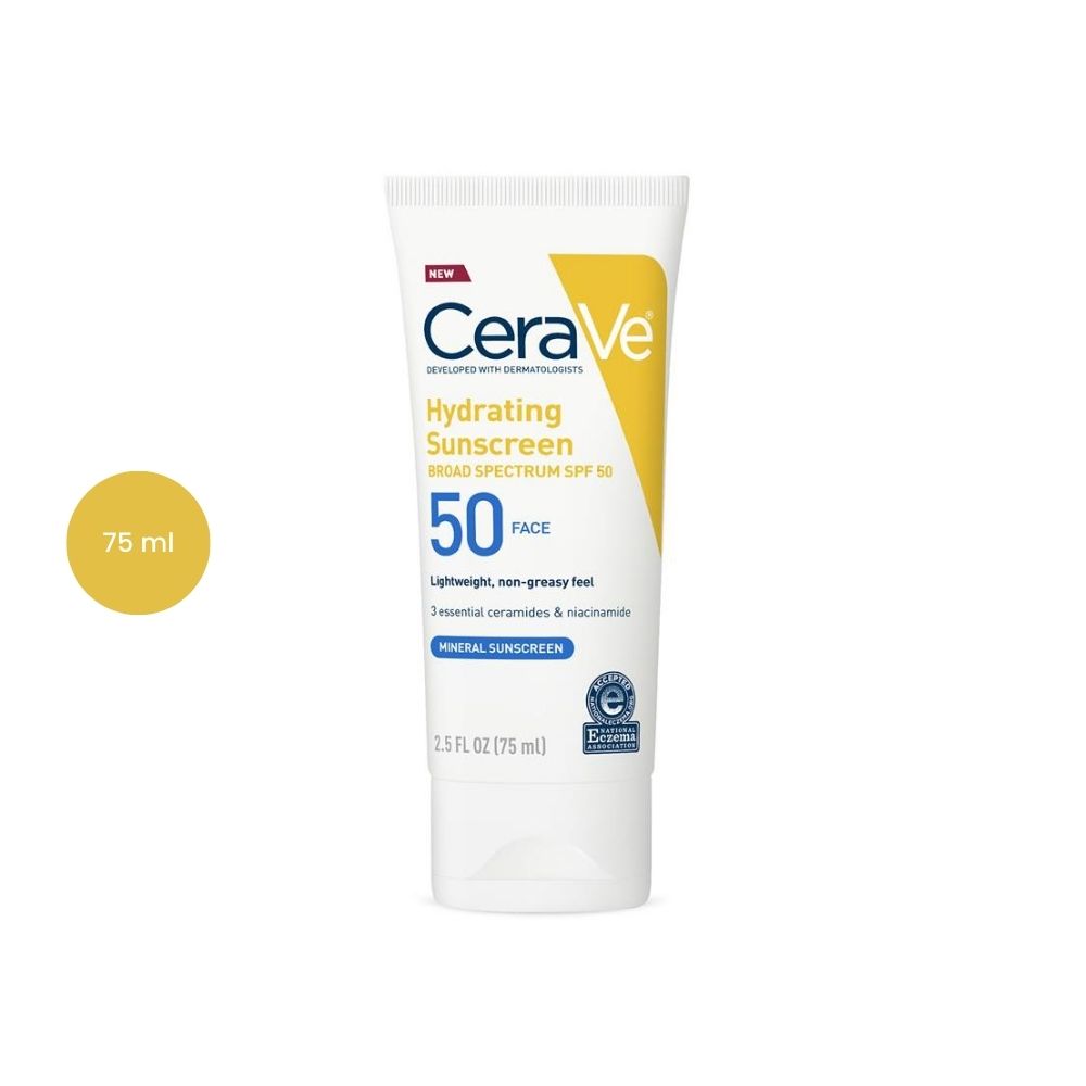 CeraVe Hydrating Mineral Sunscreen SPF50 Face CRV-SUN-0027 CeraVe Hydrating Mineral Sunscreen SPF50 Face (75ml) - Image 1