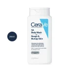 CeraVe SA Body Wash 296ml white bottle with light blue and navy text and white cap.
