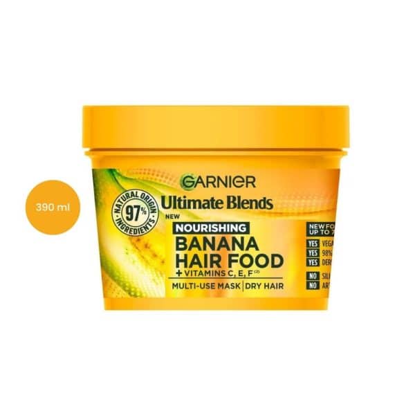 Garnier Ultimate Blends Hair Food Banana 3-In-1 Dry Hair Mask Treatment (390 ml)