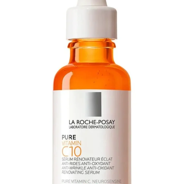 la roche posay vitamin c10 serum with white background