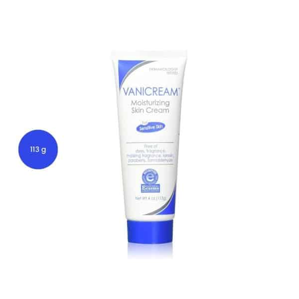 Vanicream Moisturizing Skin Cream 113g white tube with blue accents and a blue cap.