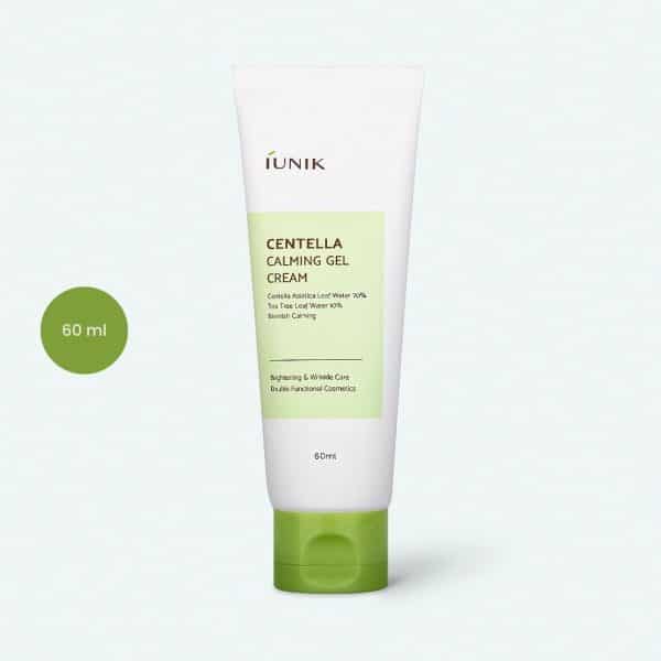 iUNIK Centella Calming Gel Cream 60ml white tube with a light green label and green cap.