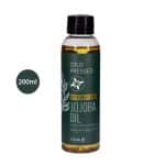 100% Natural Cold Pressed Jojoba Oil 120ml clear bottle with green label and black cap.