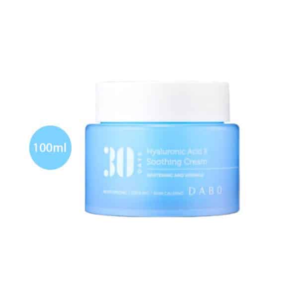 DABO 30 Days Hyaluronic Acid 8 Soothing Cream 100ml light blue jar with a white lid.