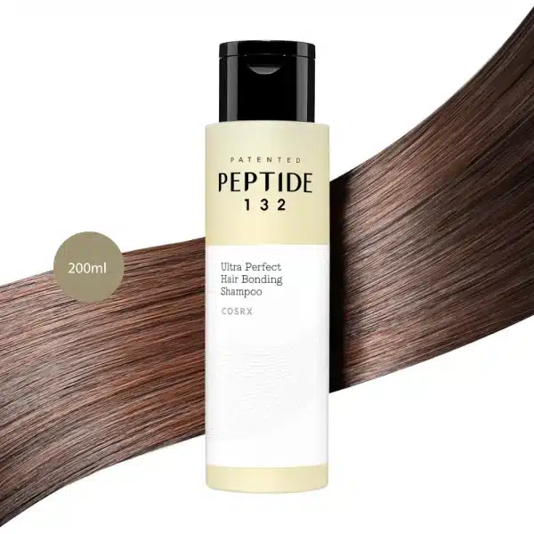 COSRX Peptide 132 Ultra Perfect Hair Bonding Shampoo in a 200ml bottle with black cap.