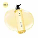 Numbuzin No. 1 Easy Peasy Cleansing Oil 200ml bottle with black pump and yellow oil smear.
