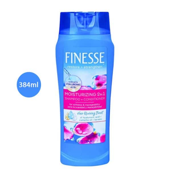 FINESSE Restore + Strengthen Moisturizing 2in1 Shampoo+Conditioner With Hyaluronic Acid 384ml