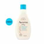 Aveeno Baby Daily Care 2-in-1 Shampoo & Conditioner 250ml cream bottle with bright blue cap.