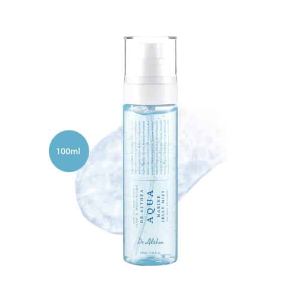 Dr. Althea Aqua Marine Jelly Mist 100ml blue spray bottle with jelly texture smear.