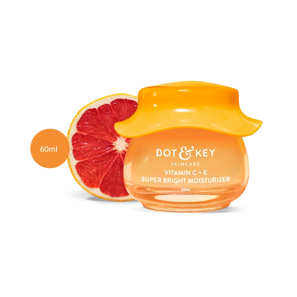 DOT & KEY Vitamin C + E Super Bright Moisturizer 60ml jar with grapefruit slice.