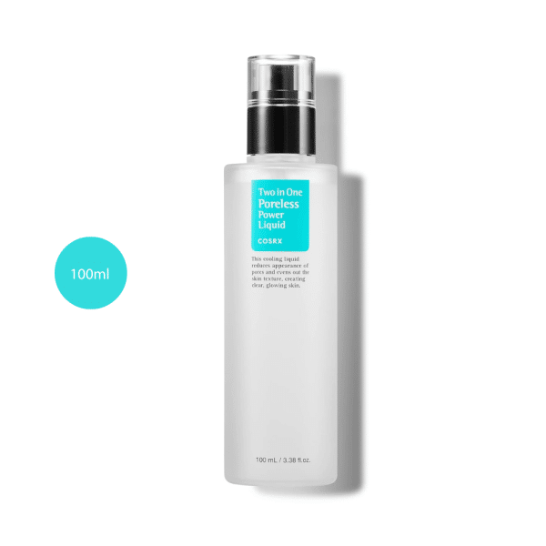 COSRX Two in One Poreless Power Liquid in a 100ml frosted bottle with black pump.