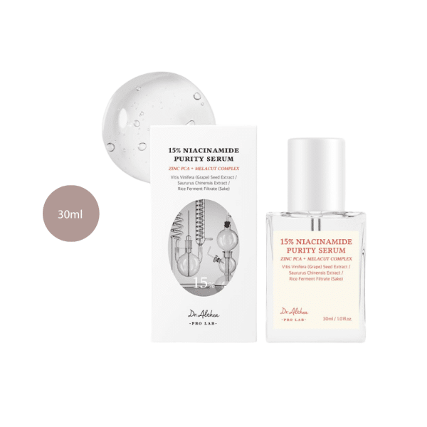 Dr. Althea 15% Niacinamide Purity Serum 30ml clear bottle with white box.