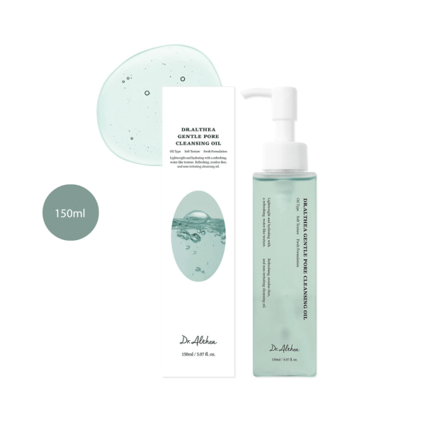 Dr. Althea Gentle Pore Cleansing Oil 150ml green pump bottle with white box.