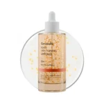 Genabelle PDRN Vita Toning Ampoule bottle with vitamin capsule liquid background.