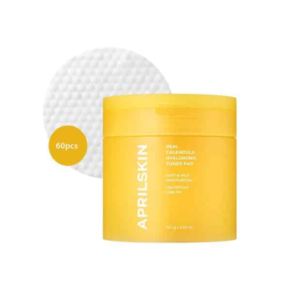 APRILSKIN Real Calendula Hyaluronic Toner Pad (60pcs)