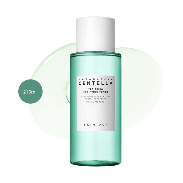 SKIN1004 Madagascar Centella Tea-Trica Purifying Toner 210ml teal bottle white cap.