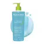 Bioderma Sébium Gel Moussant blue bottle with green pump for oily skin.
