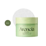 Arencia Pore Melt Cleansing Oil Pad 50ea light green jar on a white textured pad backdrop.