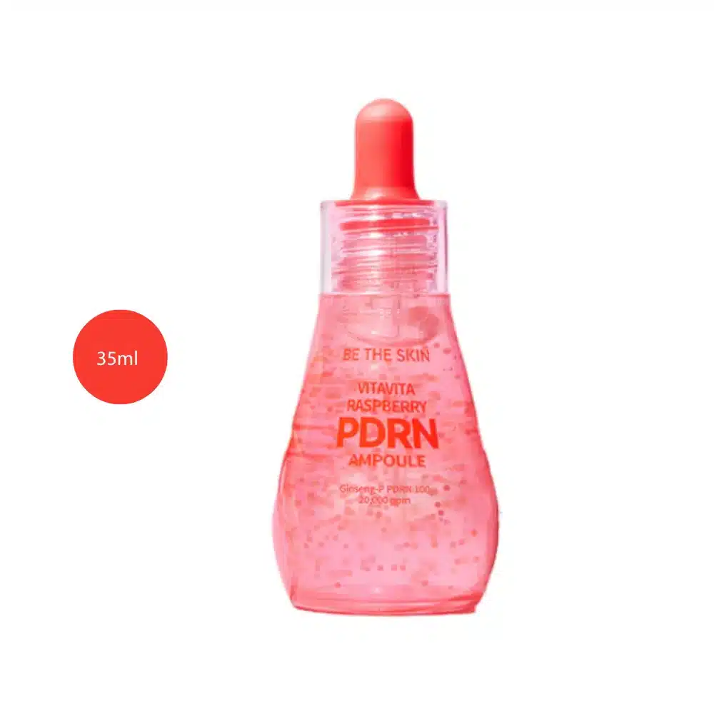 BE THE SKIN Vitavita Raspberry PDRN Ampoule (35ml) > Be The Skin Vitavita Raspberry PDRN Ampoule 35ml pink dropper bottle on white background.