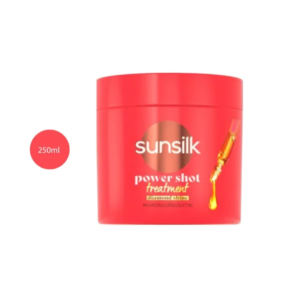 Sunsilk Power Shot Diamond Shine Hair Mask in a 250ml pink jar with diamond graphic.