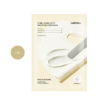 Celimax Pore+ Dark Spot Brightening Cream Mask sheet pack with a white cream texture graphic.