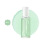 Celimax The Real Cica Niacinamide Serum 40ml bottle over a light green gel swatch circle.
