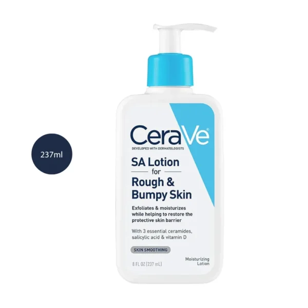 CeraVe SA Lotion for Rough & Bumpy Skin 237ml white pump bottle with a blue and white collar.