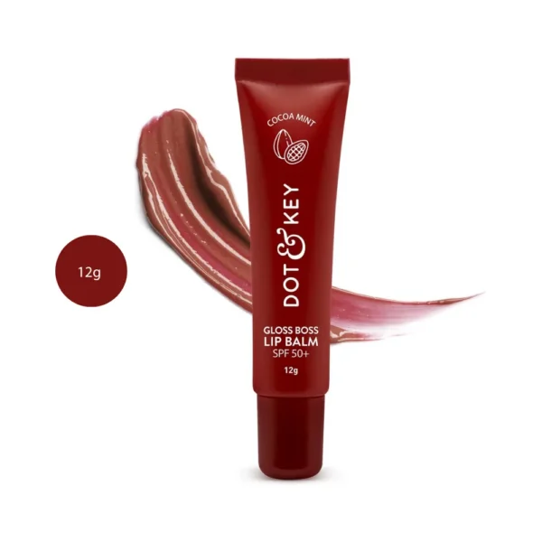 DOT & KEY Gloss Boss Lip Balm Vitamin C + E SPF 30 #Cocoa Mint 12g dark red tube.