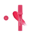 Dot & Key Meltie Lip Balm SPF 50+ #Strawberry Glaze pink tube with gloss swatch.